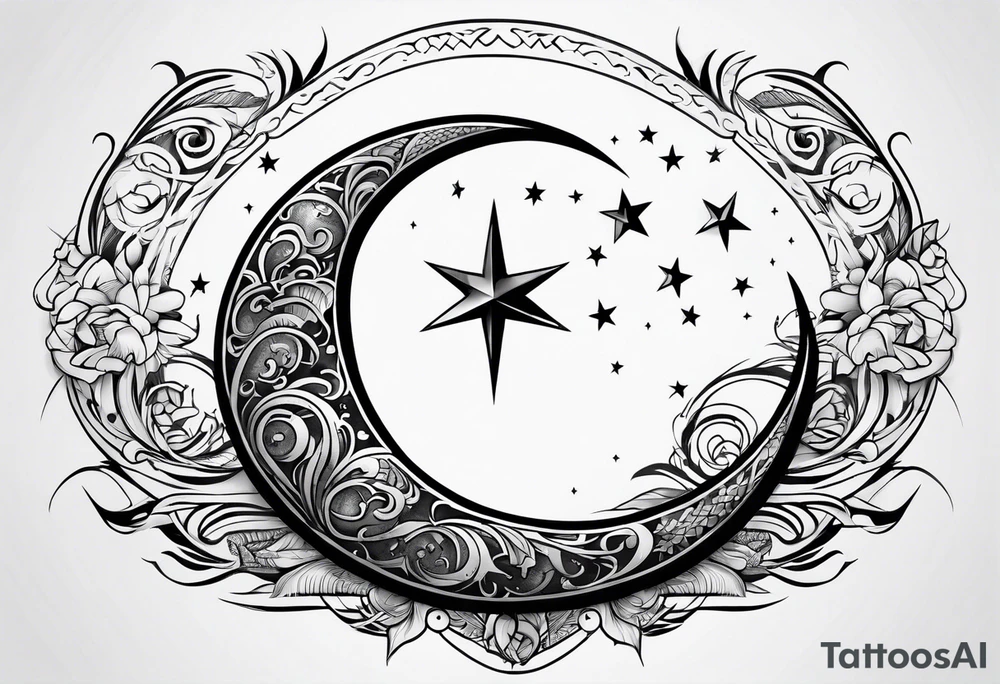 Crescent moon and freedom tattoo idea