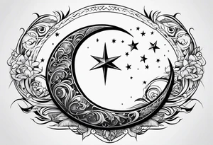 Crescent moon and freedom tattoo idea