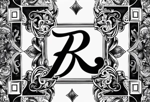 a square with the letter R and number 14 in it tattoo idea