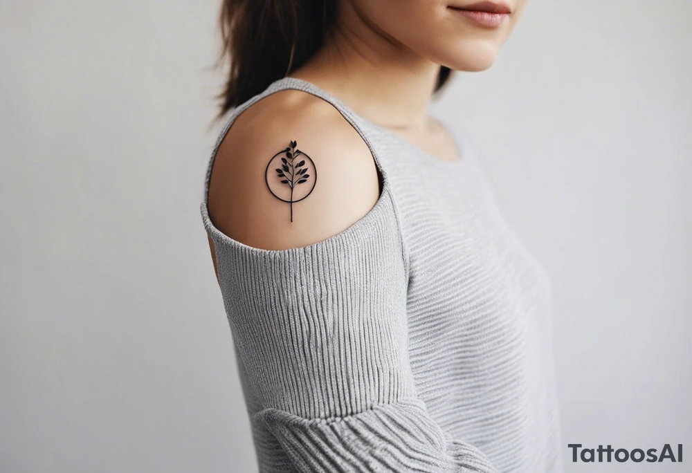 Here’s a description for the fourth idea:

	Minimalist black-and-white tattoo above the inner elbow, featuring an open circle with a small sprouting seed or budding plant inside, symbolizing new life and growth. From the seed, a fine, delicate lifeline extends outward, representing the journey of parent and child together. The design uses thin, clean lines for a simple, elegant, and symbolic look. tattoo idea