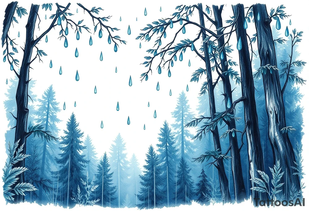 rain forest background
blue rain drops tattoo idea