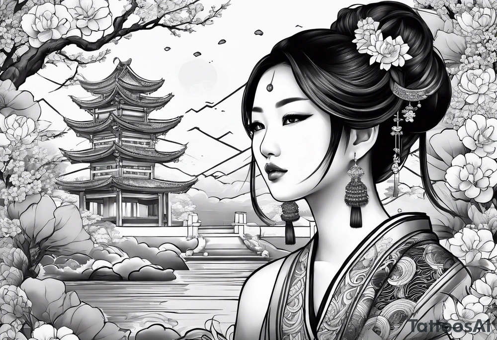 Asian woman tattoo idea