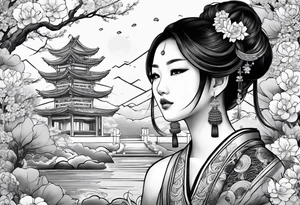Asian woman tattoo idea