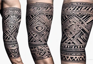 Aztec tribal sleeve tattoo idea