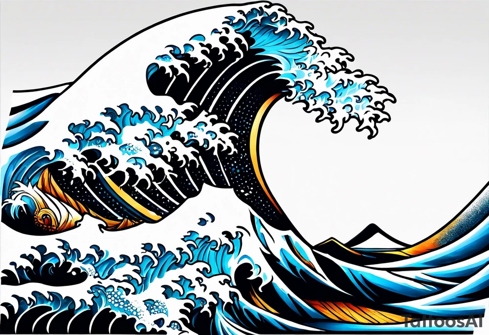 Waves leg sleeve tattoo idea