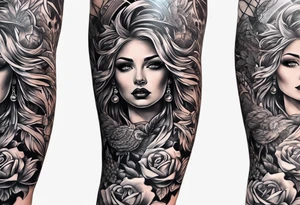 money arm sleeve tattoo idea