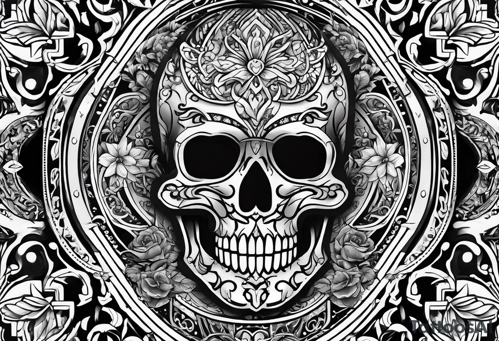 Number 41 with cross and pattern tattoo idea