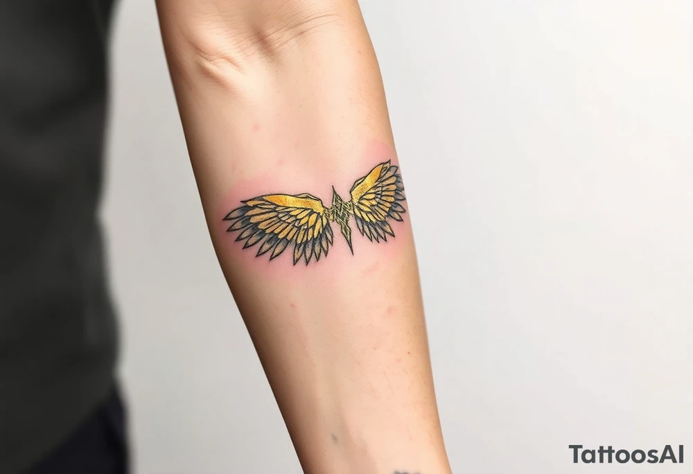 “gold” kintsugi wing tattoo idea