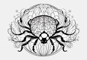 very minimalist thin lining combination of a ladybug, the letter ‘s’, a jellyfish and a swing tattoo idea
