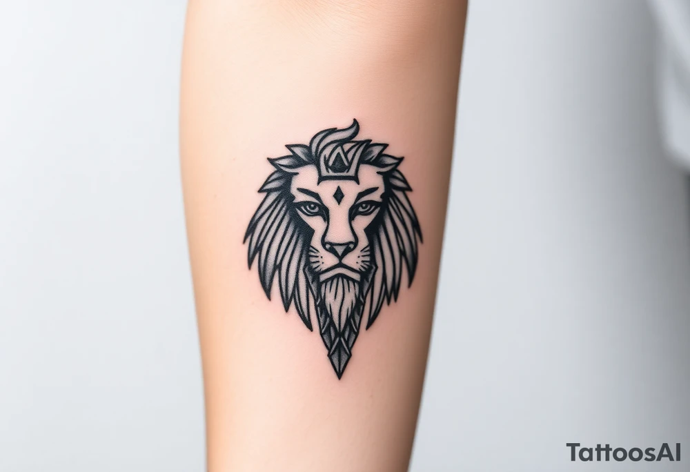 Lion in Egyptian theme tattoo idea