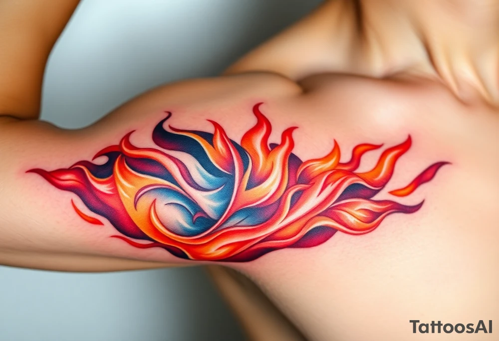 huge and large powerfull flames tattoo idea