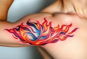 huge and large powerfull flames tattoo idea