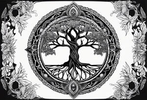 Tree of life with dream catcher tattoo idea