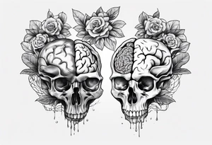 Half a human heart and half a human brain side by side tattoo idea
