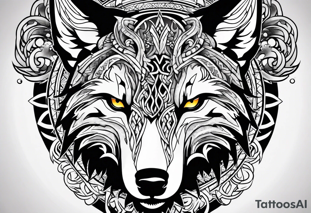 Viking wolf in a Viking style tattoo idea