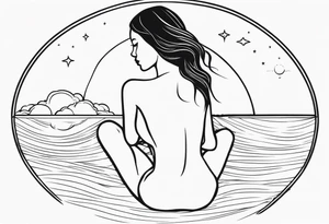 Tiny girl body under sun tattoo idea