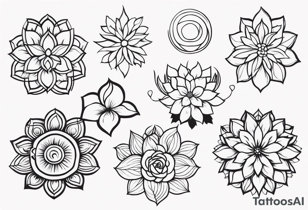 ornaments of flowers tattoo idea