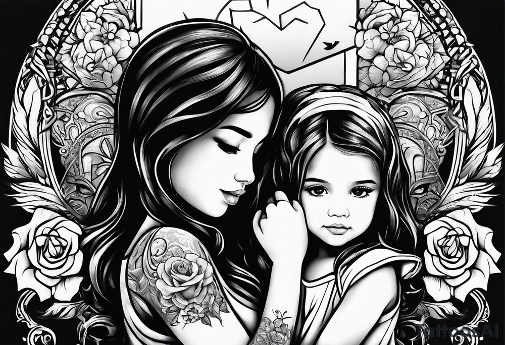 little girl with her dad and the word father tattoo idea