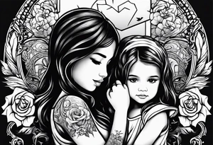 little girl with her dad and the word father tattoo idea