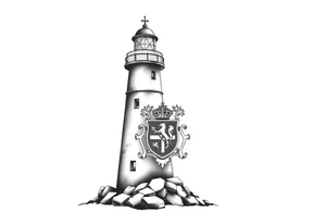 Lighthouse with coat of arms incorporated into the light tattoo idea