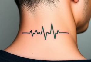 A heartbeat line forming the outline of a heartbeat monitor screen, with green, representing medical or life-saving connections. tattoo idea