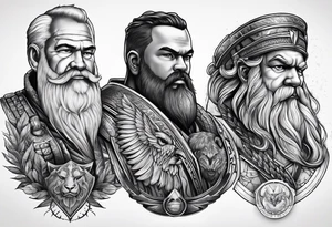 Vishnu, Odin, Zeus, and chesty puller. Upper arm tattoo idea