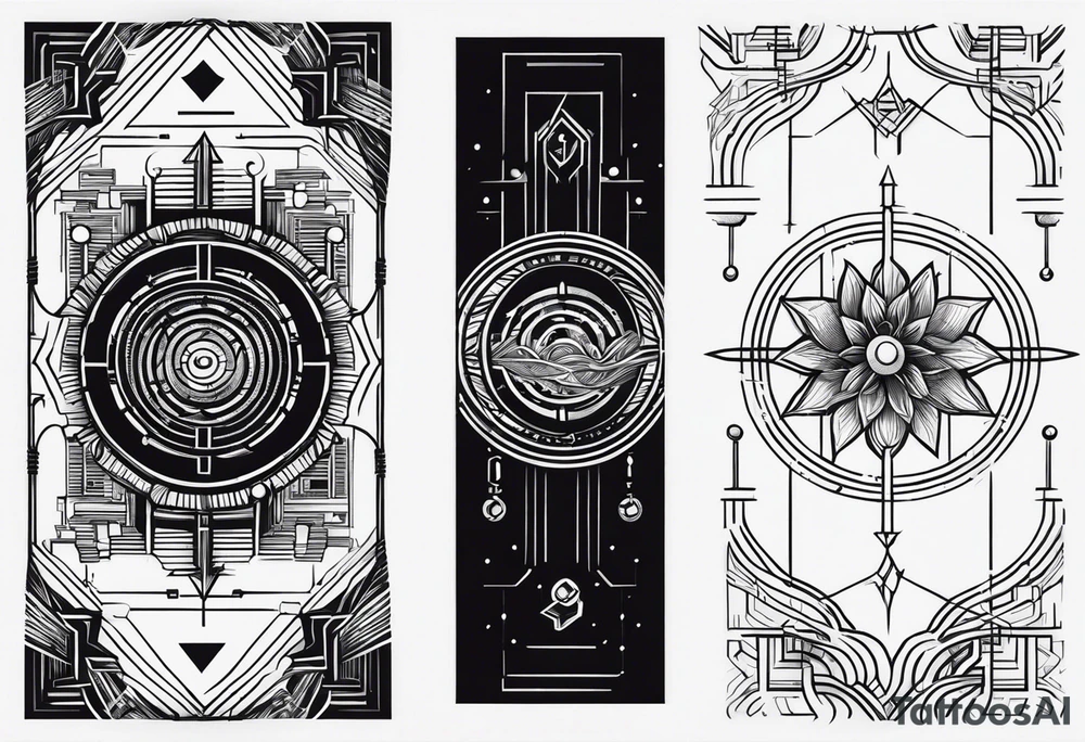 Circuit minimalistic tall and long tattoo idea