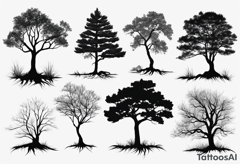 Tree silhouette simple tattoo idea