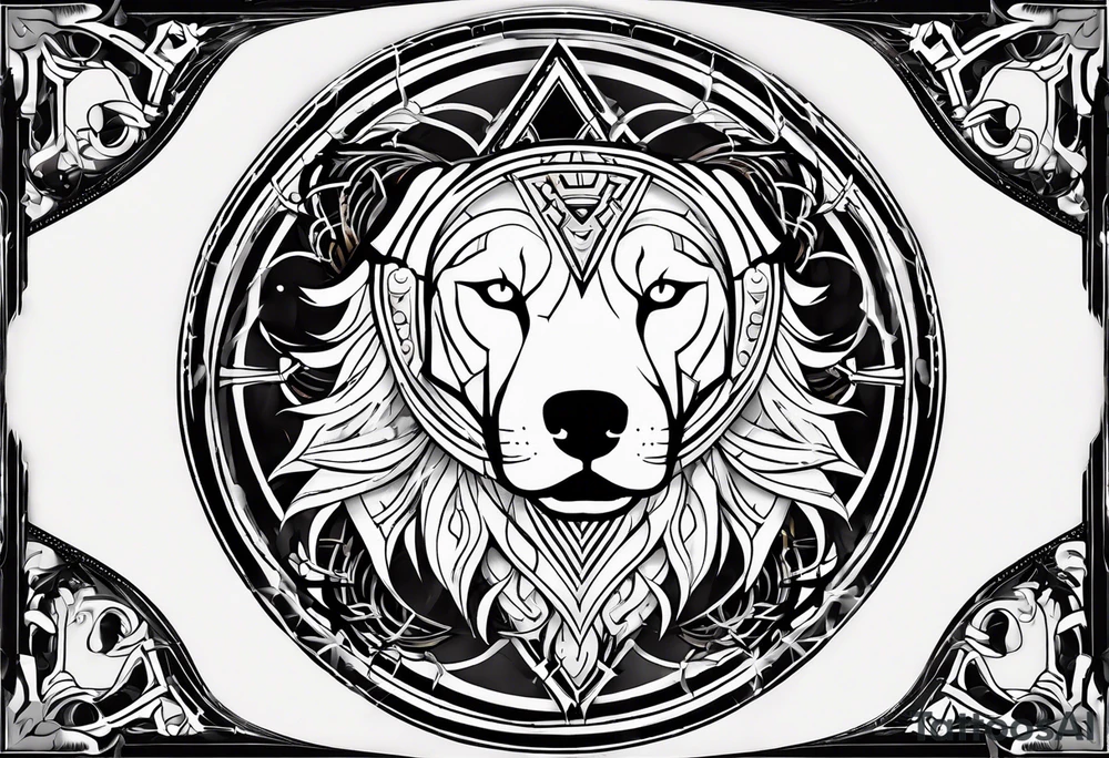 cyber sigil and neo tribal style tattoo. centered around 2 stones, onyx and topaz. onyx being my dog, and topaz my cat. don’t use any clear symbols to a pet and rather make them all subtle tattoo idea
