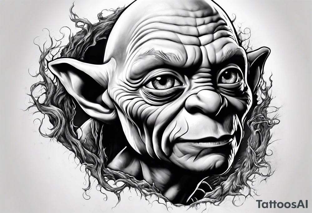 Gollum and the one ring the lord of the rings tattoo idea