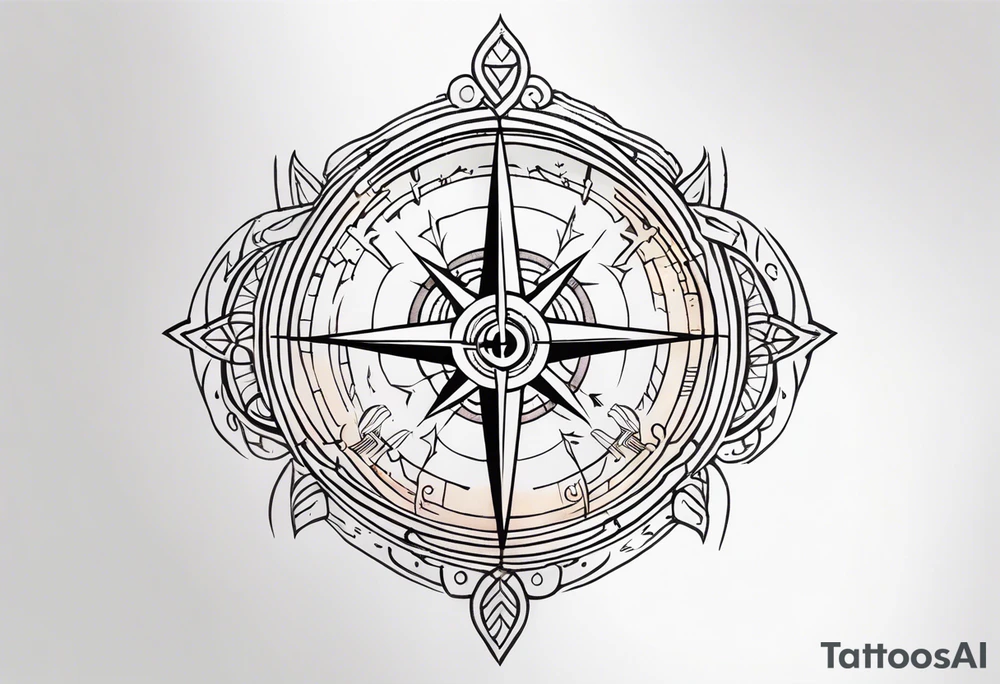the viking compass with heart of hunger tattoo idea