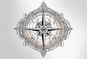 the viking compass with heart of hunger tattoo idea