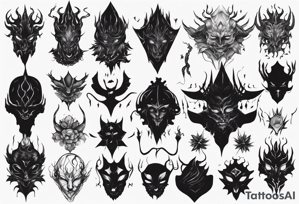 A black, shapless, faceless shadow creature tattoo idea