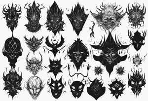 A black, shapless, faceless shadow creature tattoo idea