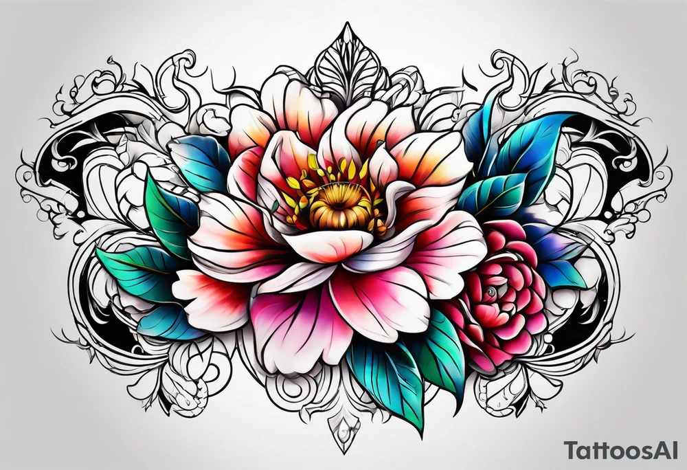 Flower chest piece tattoo idea