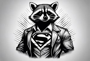 raccoon wearing a Superman t-shirt tattoo idea