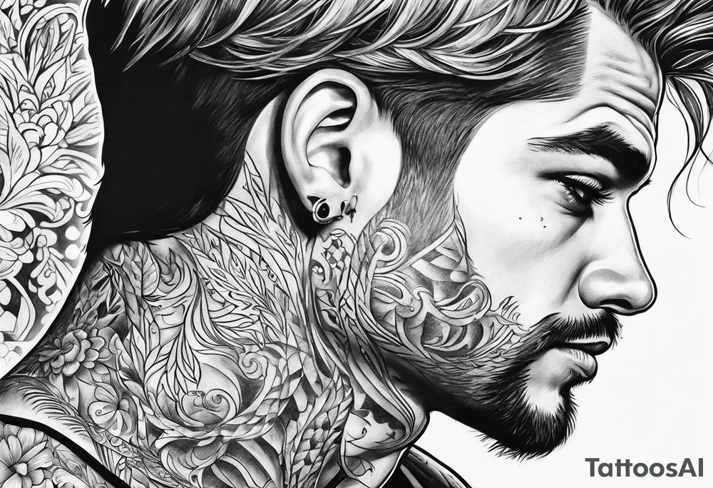 Transgender man looking in mirror, tattoo idea