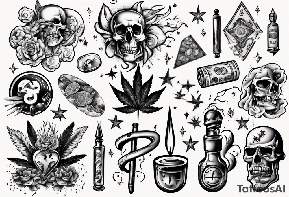 drugs and money tattoo idea