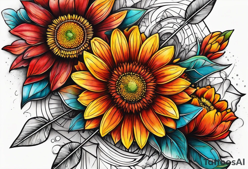 Indian blanket flower arrows tattoo idea