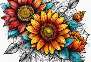 Indian blanket flower arrows tattoo idea