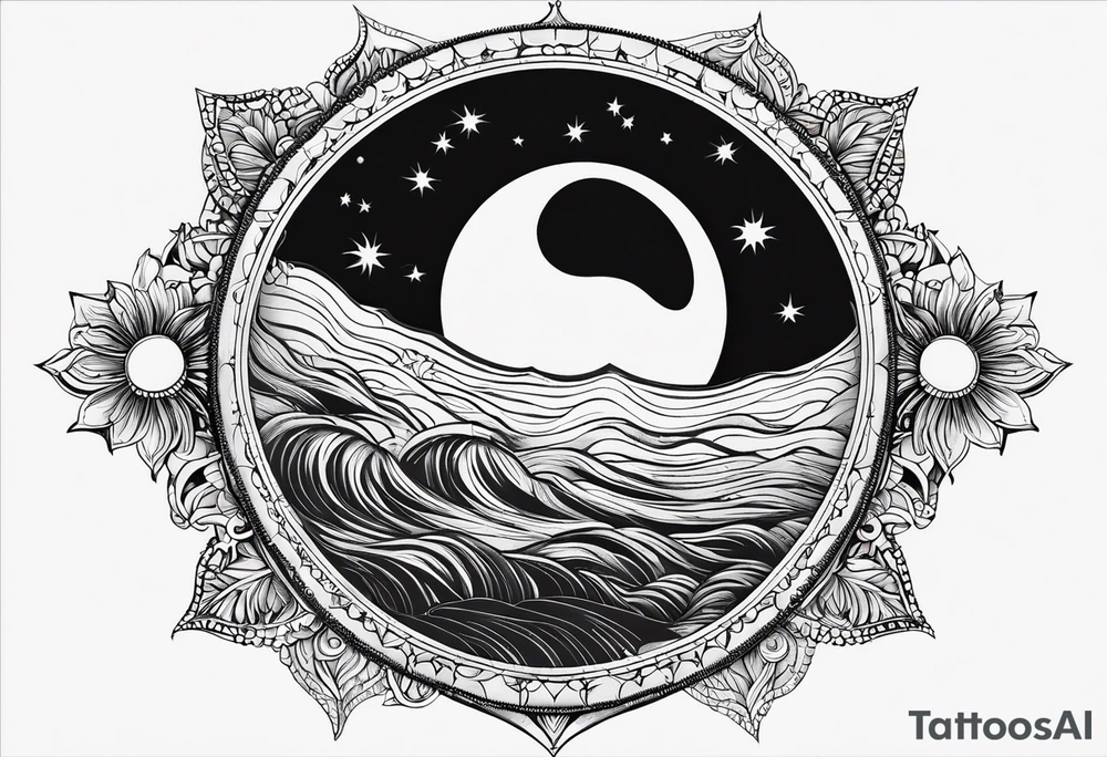 Moon and a sun, that covers half the moon but you can still see the moon and the sun tattoo idea