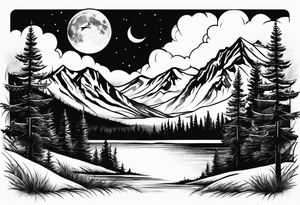 Tenmile, mountain, snow capped, snowboarding, Colorado, day moon, lake tattoo idea