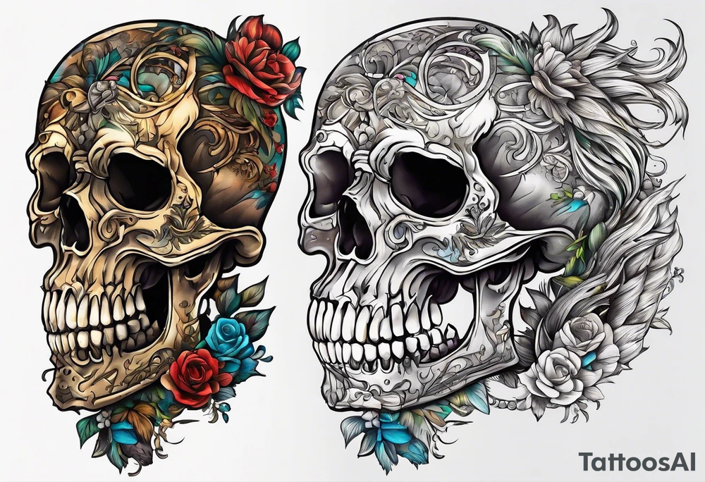 skeleton running from the world tattoo idea