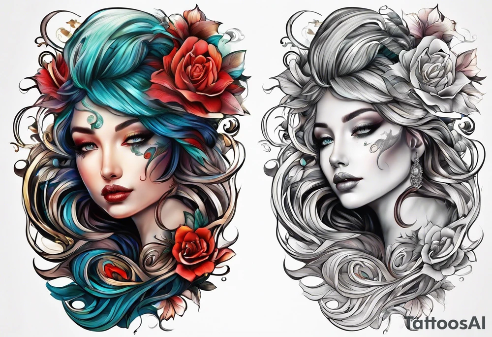 Surreal flowing tattoo idea