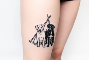 two dogs in front of a teepee tattoo idea