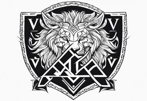 Valhalla shield sword valknut lion dragon tattoo idea