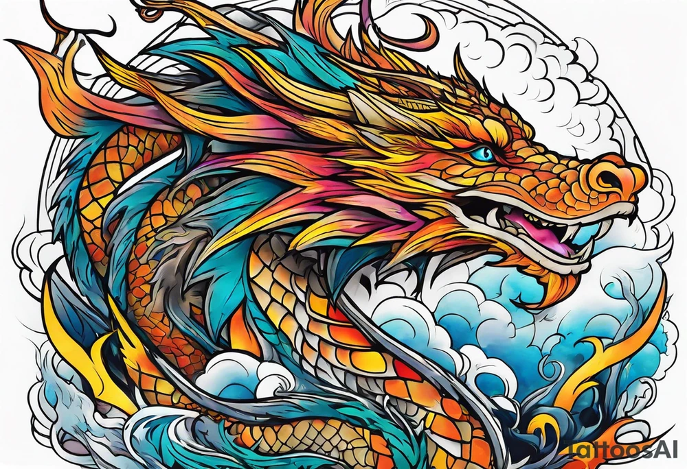 roaring dragons wizard tattoo idea