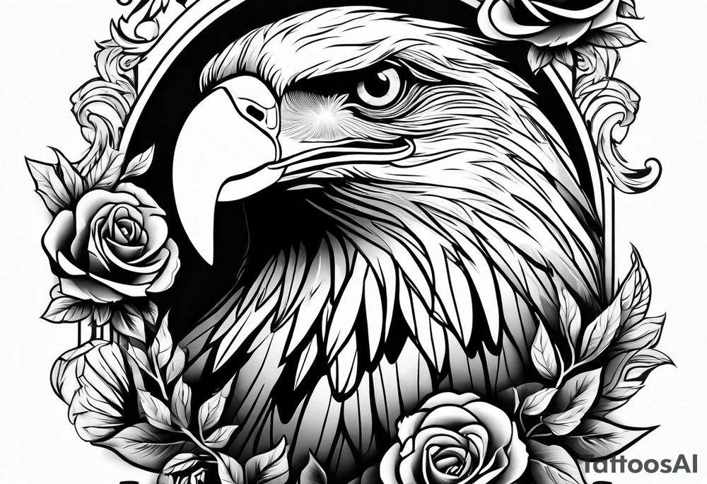 Eagle and rose tattoo idea