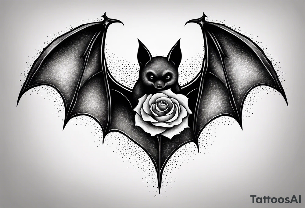 Bat with rose gothic style for arms tattoo idea