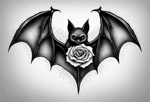 Bat with rose gothic style for arms tattoo idea